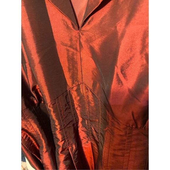 ￼ London times plus size women’s burgundy midi taffeta dress size 24W - Picture 4 of 5